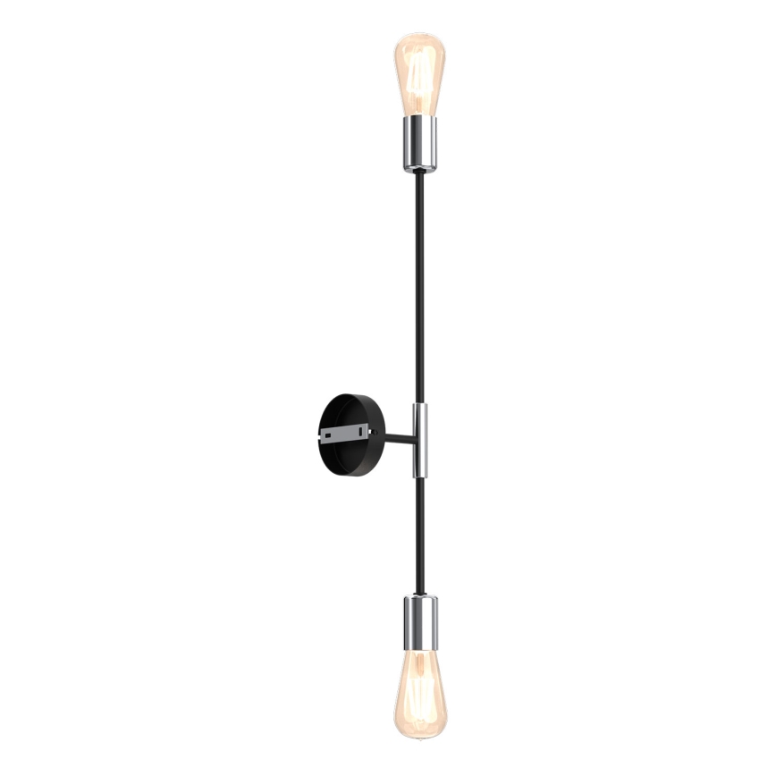 Seinävalaisin FLAME 2xE27/60W/230V musta/kiiltäväkromi