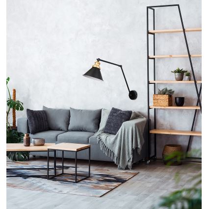 Seinävalaisin FUNDO 1xE27/40W/230V musta/kultainen