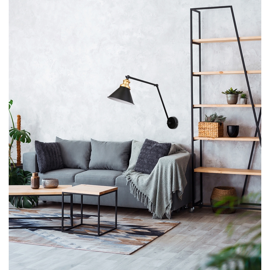 Seinävalaisin FUNDO 1xE27/40W/230V musta/kultainen