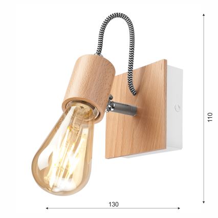 Seinävalaisin GUSTAVO 1xE27/60W/230V pyökki - FSC sertifioitu