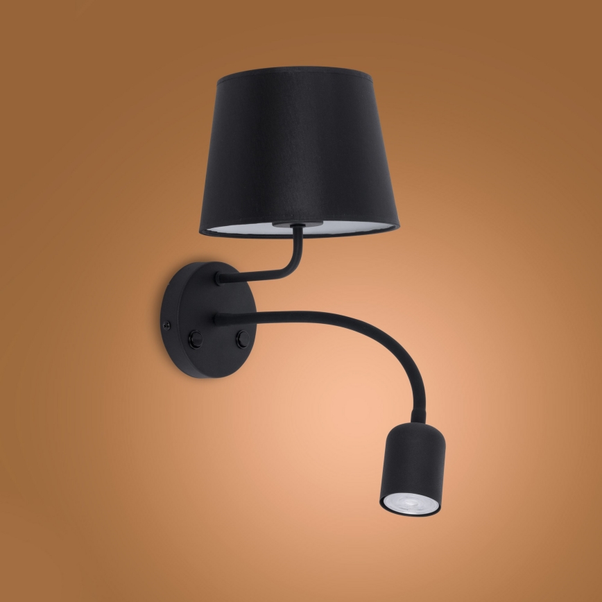 Seinävalaisin MAJA 1xE27/15W/230V + 1xGU10/10W/230V musta