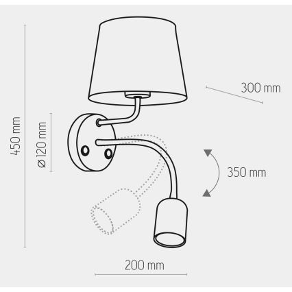 Seinävalaisin MAJA 1xE27/15W/230V + 1xGU10/10W/230V musta