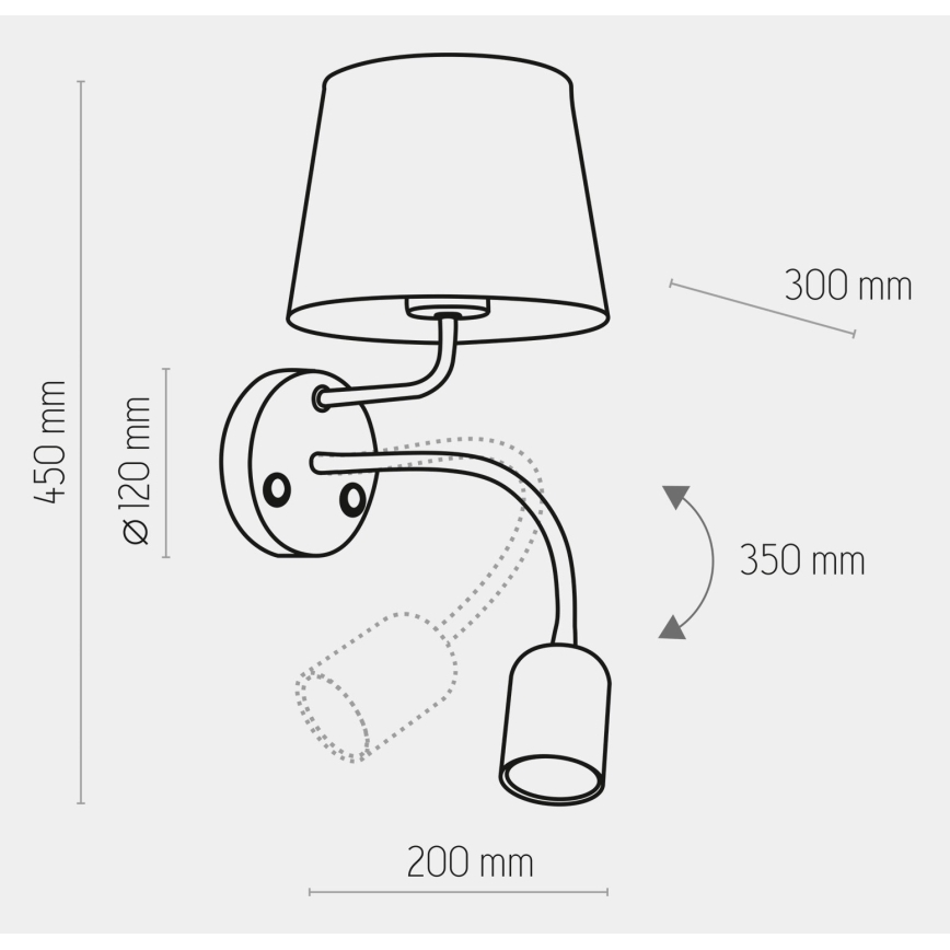 Seinävalaisin MAJA 1xE27/15W/230V + 1xGU10/10W/230V musta