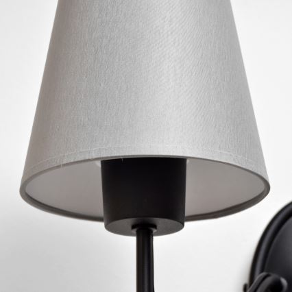 Seinävalaisin MALBO 1xE27/15W/230V harmaa/musta
