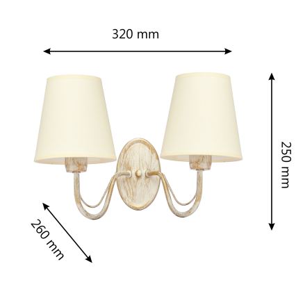 Seinävalaisin MALBO 2xE27/15W/230V beige