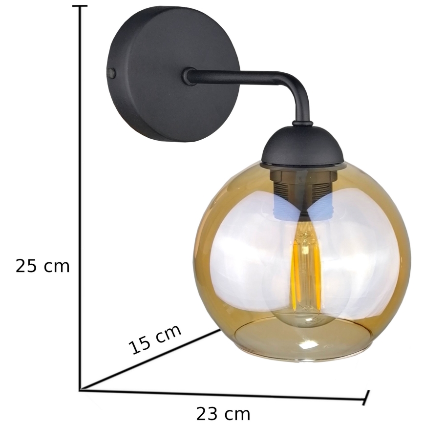 Seinävalaisin MELLE BLACK 1xE27/60W/230V