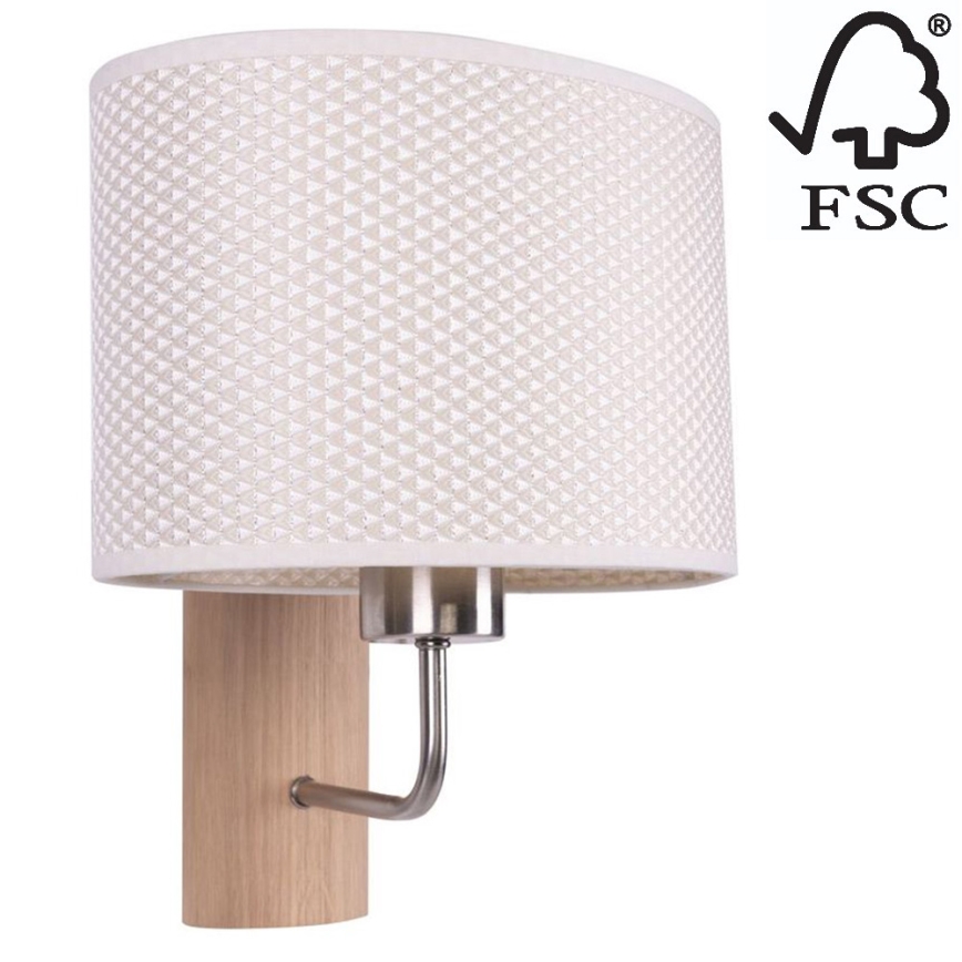 Seinävalaisin MERCEDES 1xE27/25W/230V kerma/tammi – FSC sertifioitu