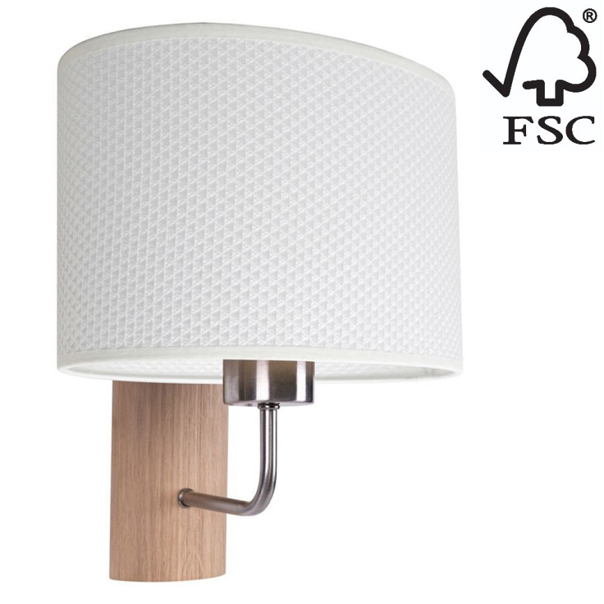 Seinävalaisin MERCEDES 1xE27/25W/230V valkoinen/tammi – FSC sertifioitu