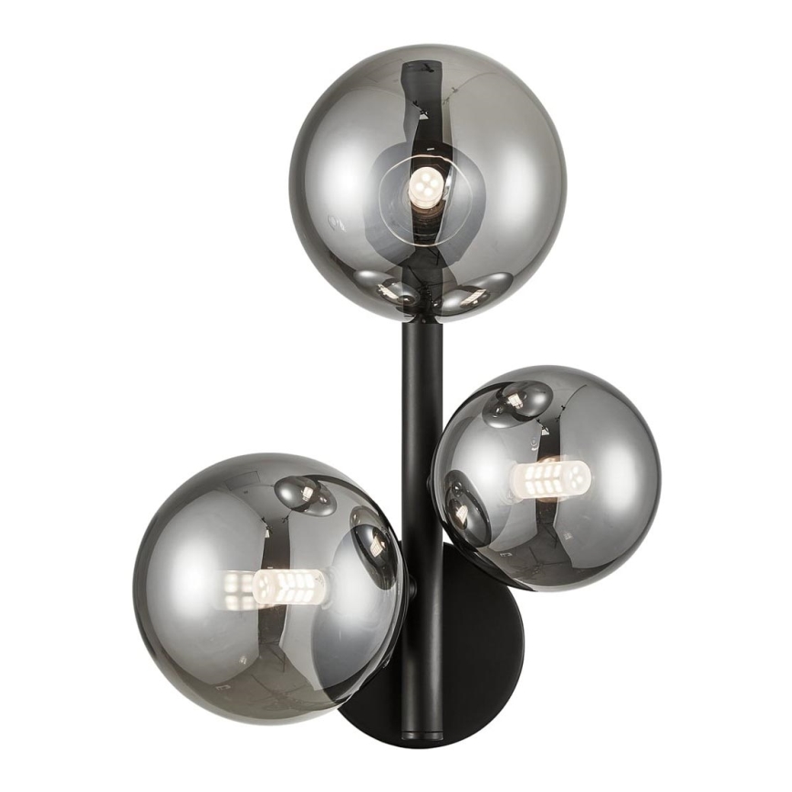 Seinävalaisin MILA 3xG9/9W/230V musta/harmaa