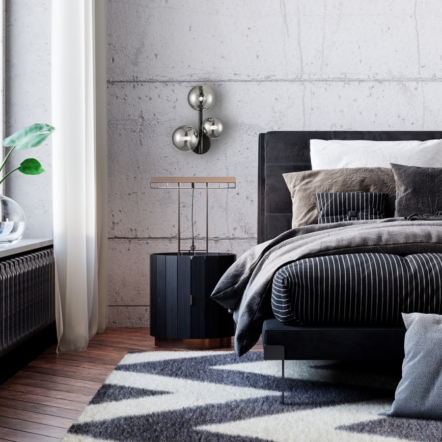Seinävalaisin MILA 3xG9/9W/230V musta/harmaa