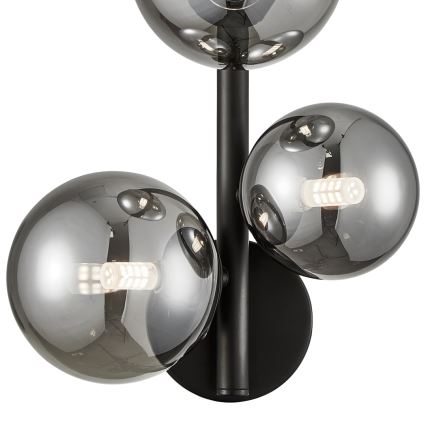 Seinävalaisin MILA 3xG9/9W/230V musta/harmaa