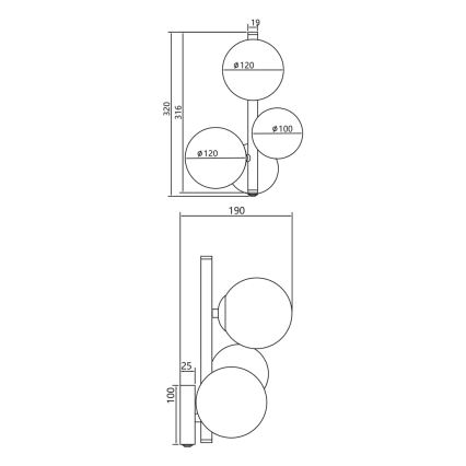 Seinävalaisin MILA 3xG9/9W/230V musta/harmaa