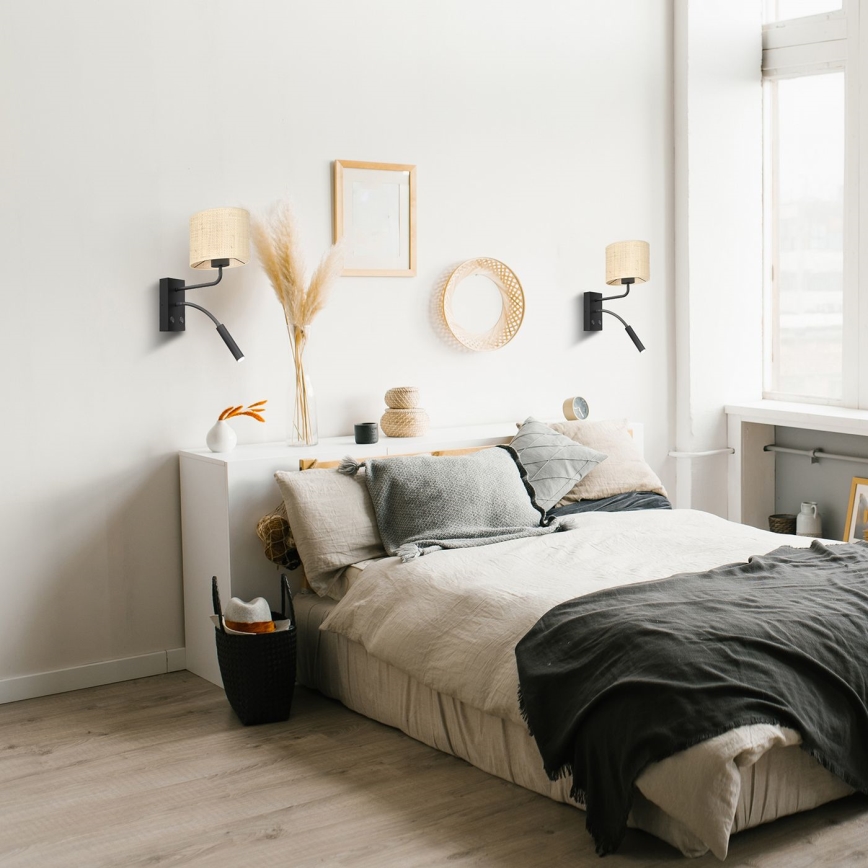 Seinävalaisin RATTAN 1xE27/60W+1xG9/8W/230V rottinki