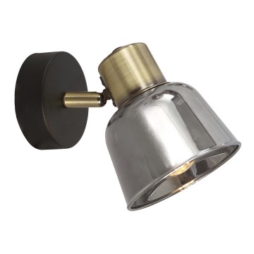Seinävalaisin SMOKY 1xE14/9W/230V musta/messinki/harmaa