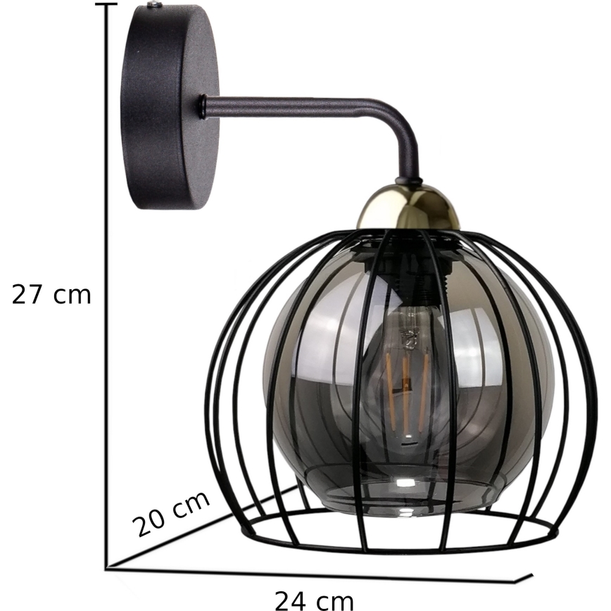 Seinävalaisin SOLO BLACK 1xE27/60W/230V musta/kultainen