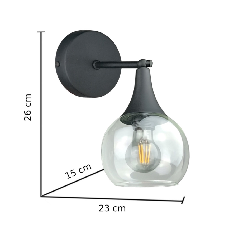 Seinävalaisin STAR 1xE27/60W/230V musta/läpinäkyvä
