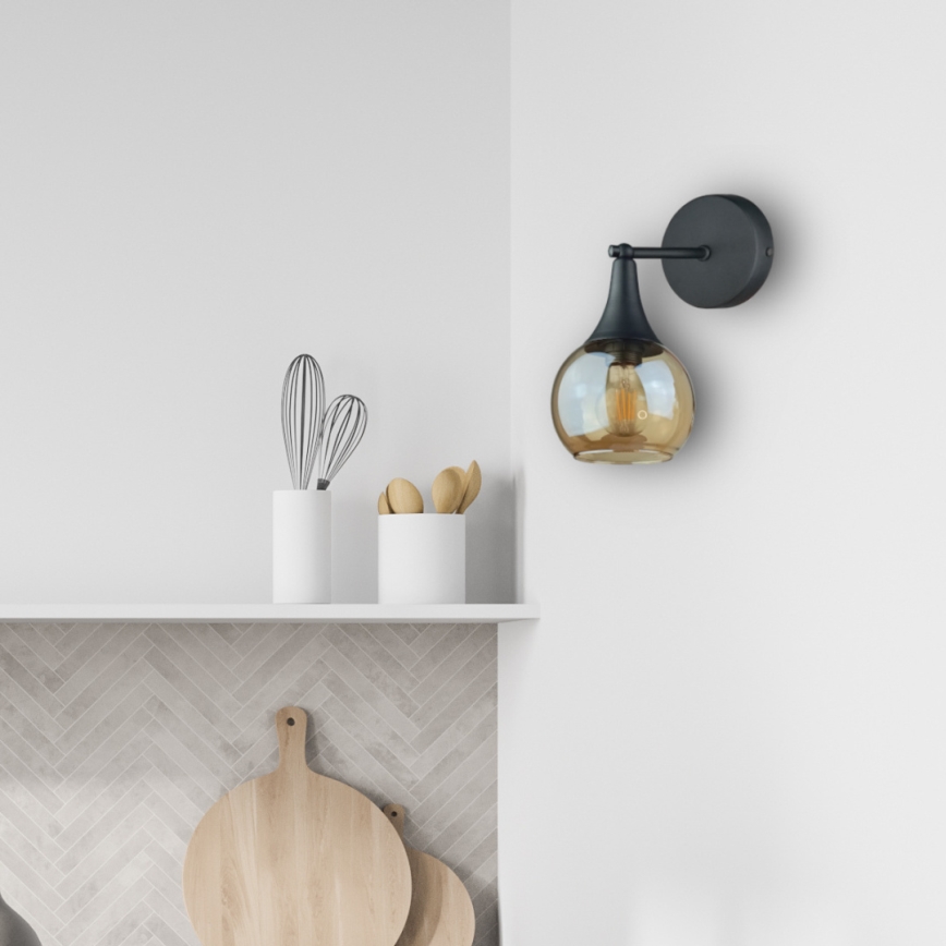 Seinävalaisin STAR 1xE27/60W/230V musta/savuinen beige