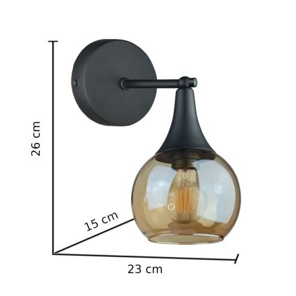 Seinävalaisin STAR 1xE27/60W/230V musta/savuinen beige