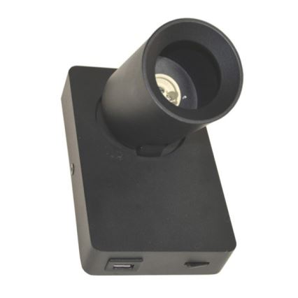 Seinävalaisin TAFT 1xGU10/30W/230V USB musta