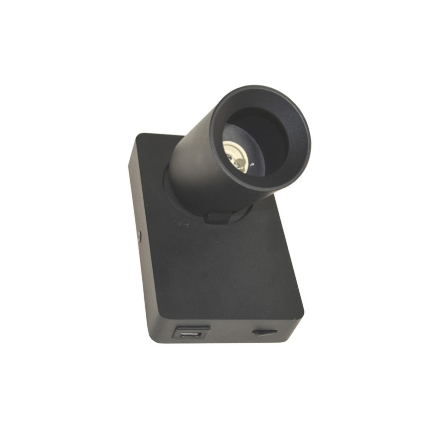 Seinävalaisin TAFT 1xGU10/30W/230V USB musta