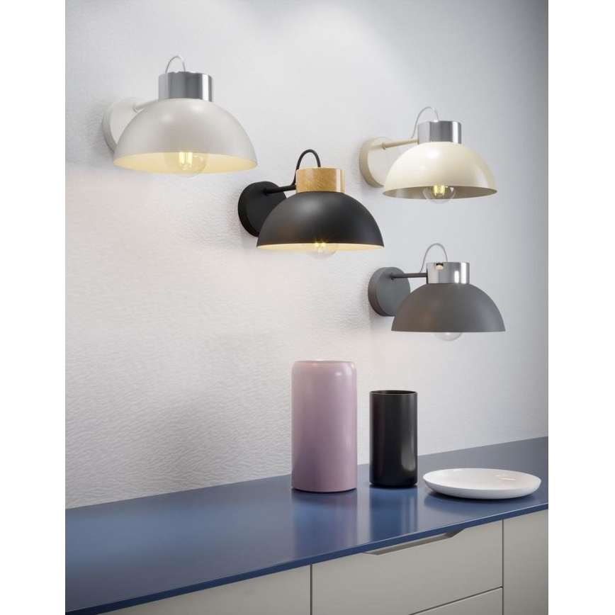 Seinävalaisin TEDI 1xE27/60W/230V valkoinen/kiiltävä kromi