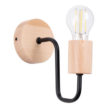 Seinävalaisin TIMBO 1xE27/15W/230V musta/beige/pyökki