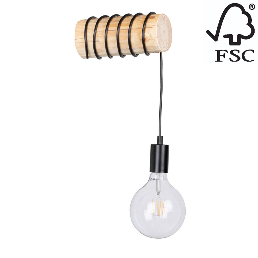 Seinävalaisin TRABO 1xE27/60W/230V mänty - FSC-sertifioitu