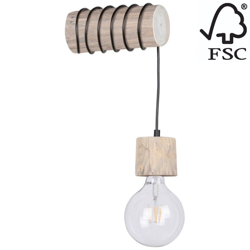 Seinävalaisin TRABO 1xE27/60W/230V mänty - FSC-sertifioitu