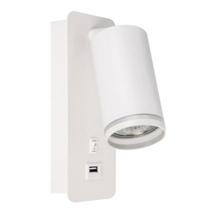 Seinävalaisin USB-laturilla 1xGU10/35W/230V valkoinen