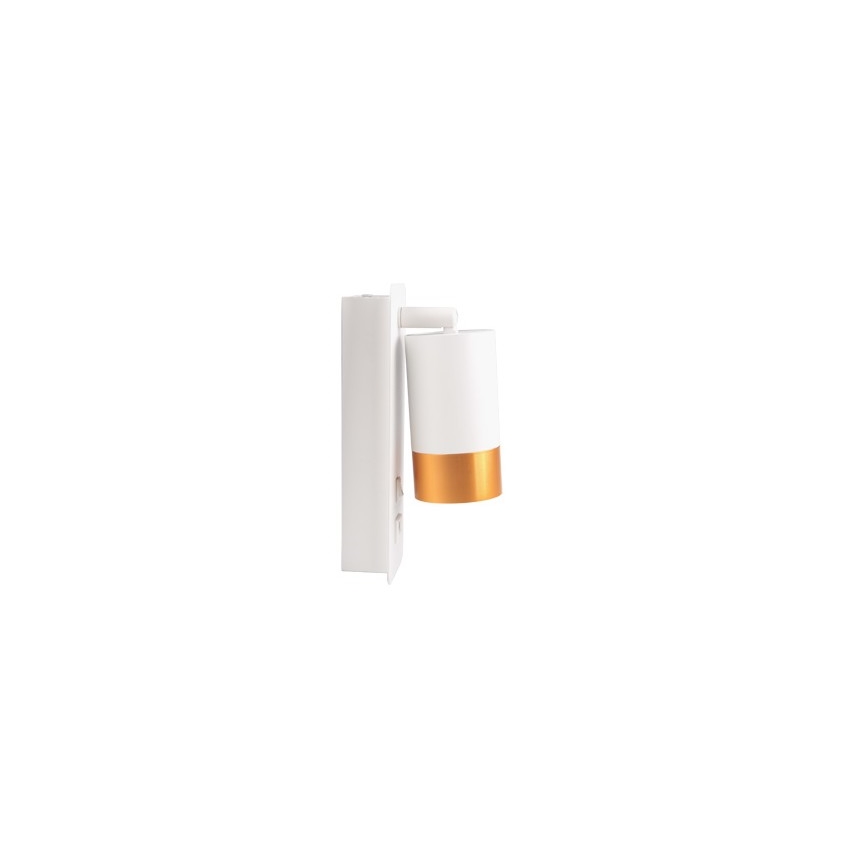 Seinävalaisin USB-laturilla 1xGU10/35W/230V valkoinen/kulta