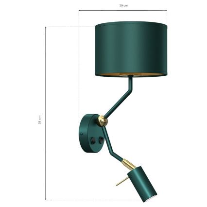 seinävalaisin VERDE 1xE27/60W/230V + 1xGU10-MR11/7W vihreä