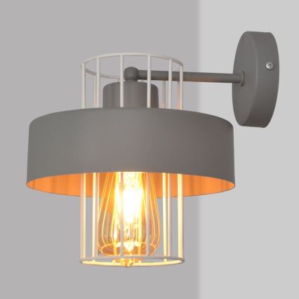 Seinävalaisin VOLTA 1xE27/15W/230V harmaa