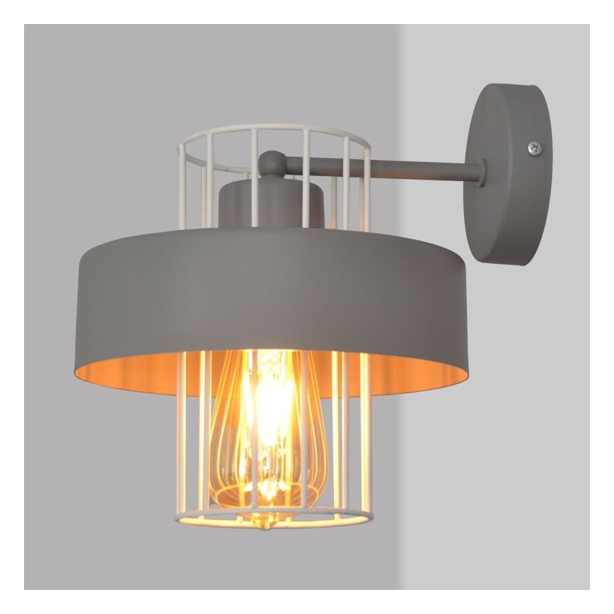 Seinävalaisin VOLTA 1xE27/15W/230V harmaa