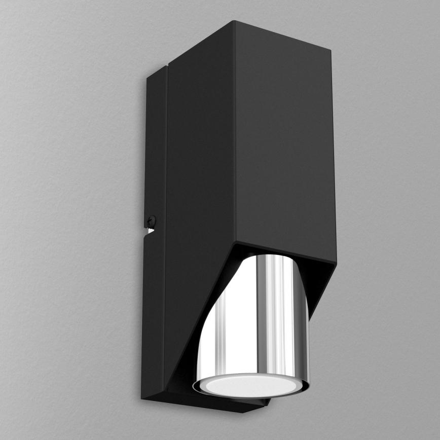 Seinävalaisin WALL 1xGU10/8W/230V musta/kiiltävä kromi