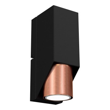 Seinävalaisin WALL 1xGU10/8W/230V musta/kupari
