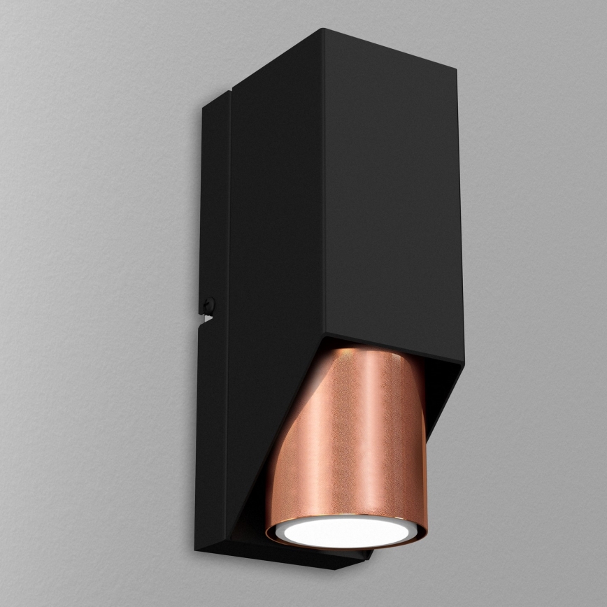 Seinävalaisin WALL 1xGU10/8W/230V musta/kupari