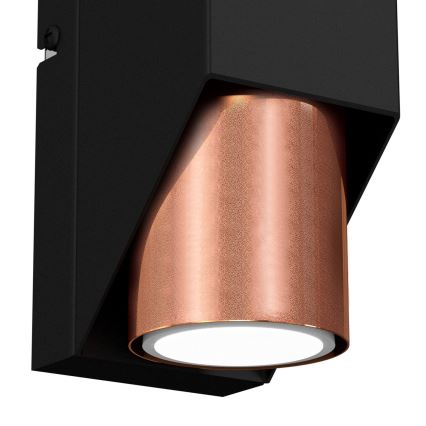 Seinävalaisin WALL 1xGU10/8W/230V musta/kupari