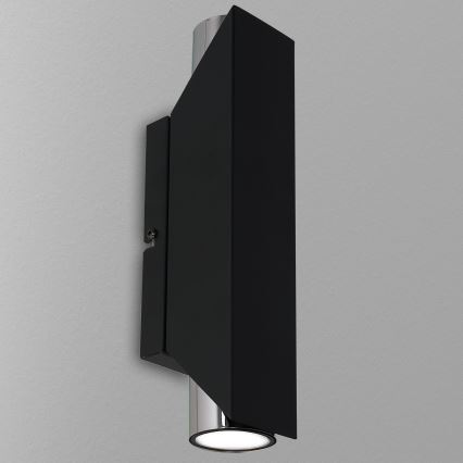 Seinävalaisin WALL 2xGU10/8W/230V musta/kiiltävä kromi