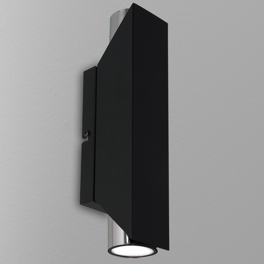 Seinävalaisin WALL 2xGU10/8W/230V musta/kiiltävä kromi