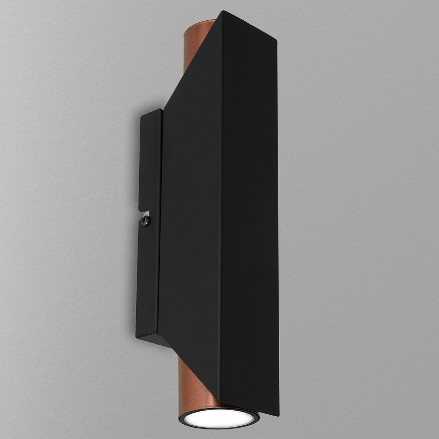 Seinävalaisin WALL 2xGU10/8W/230V musta/kupari