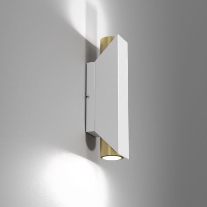 Seinävalaisin WALL 2xGU10/8W/230V valkoinen/messinki