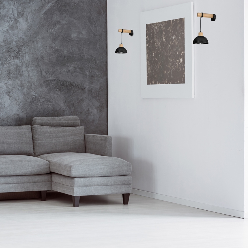 Seinävalo ERIK 1xE27/60W/230V beige/musta