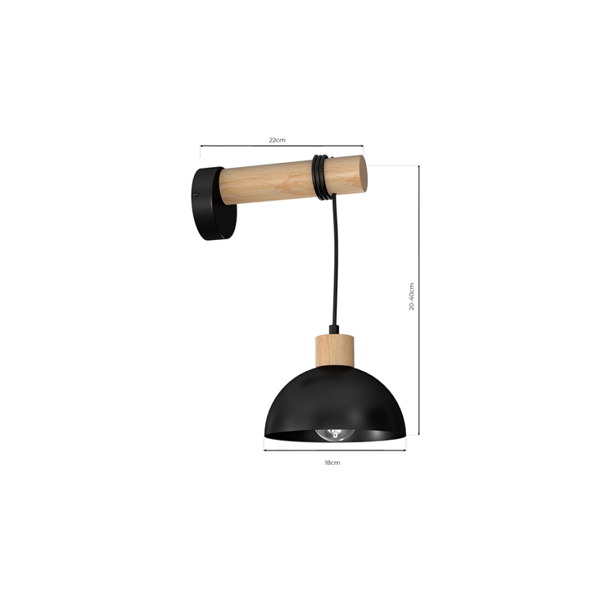 Seinävalo ERIK 1xE27/60W/230V beige/musta