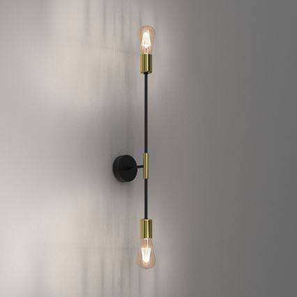 Seinävalo FLAME 2xE27/60W/230V musta/kulta