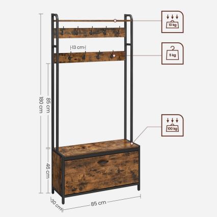 Seisova naulakko NAVOR ruskea/musta