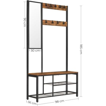 Seisova naulakko peilillä NAVOR ruskea/musta