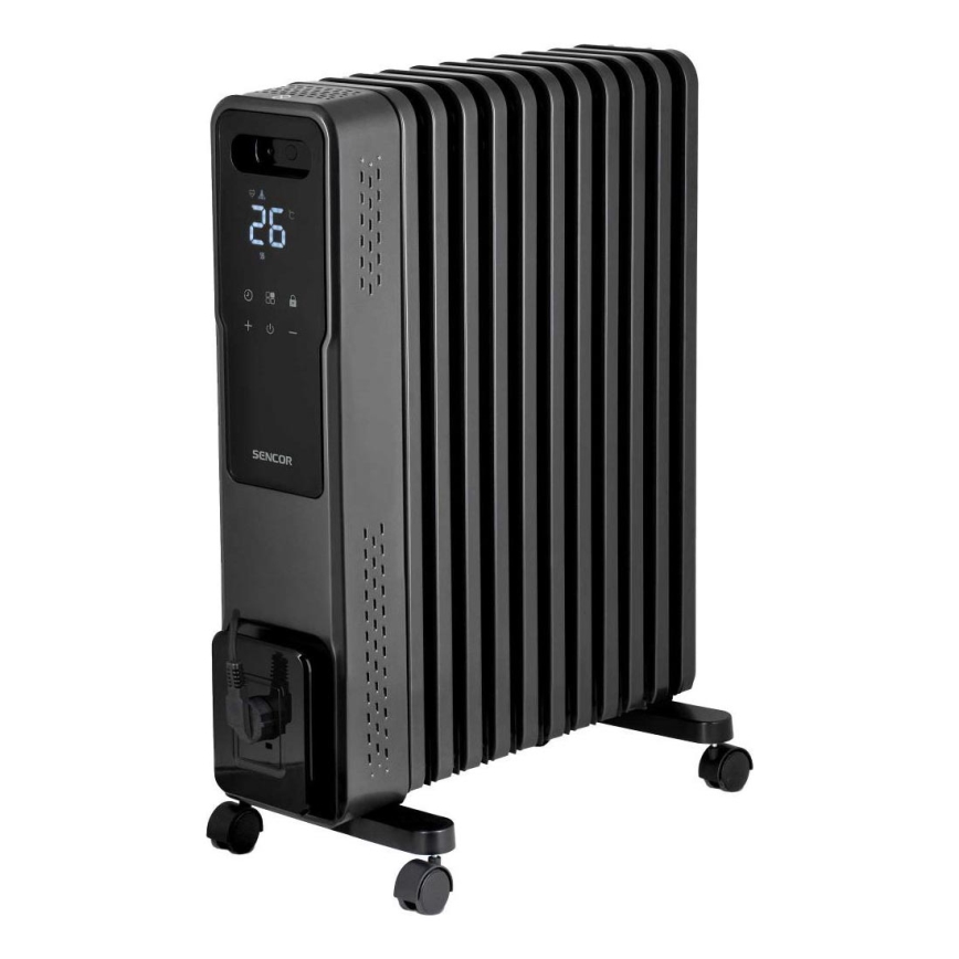 Sencor - 11-levyinen öljytäytteinen lämmitin 1000/1200/2400W/230V Wi-Fi musta