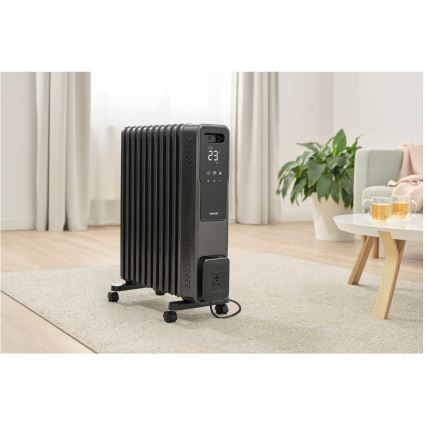 Sencor - 11-levyinen öljytäytteinen lämmitin 1000/1200/2400W/230V Wi-Fi musta