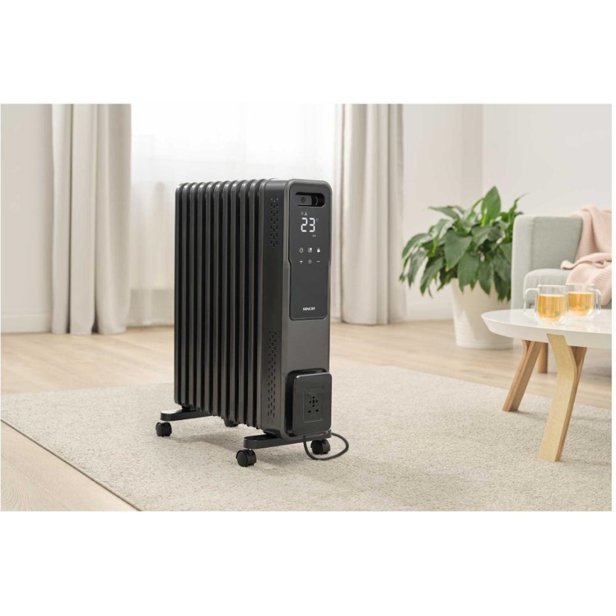 Sencor - 11-levyinen öljytäytteinen lämmitin 1000/1200/2400W/230V Wi-Fi musta