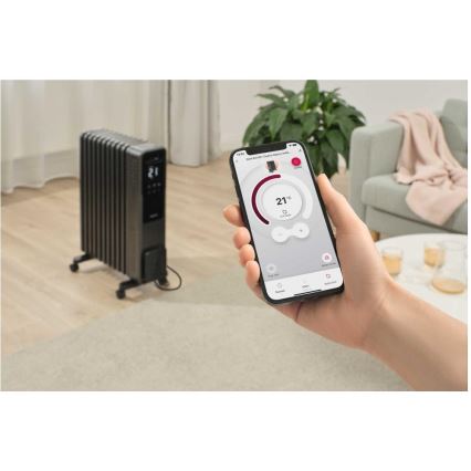 Sencor - 11-levyinen öljytäytteinen lämmitin 1000/1200/2400W/230V Wi-Fi musta